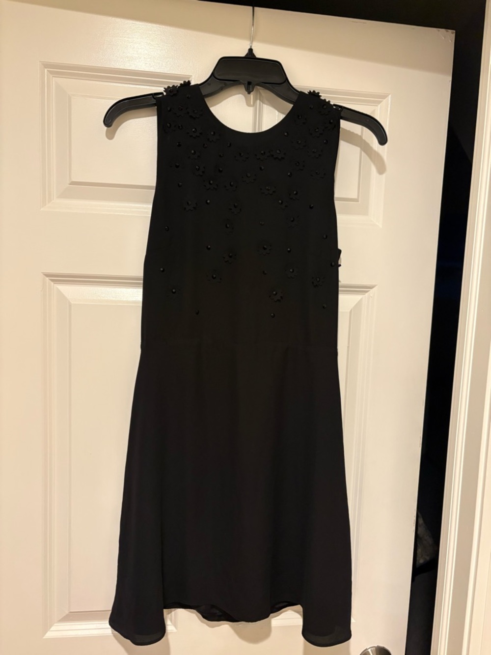 H&M Black Sleeveless Mini Dress with Floral Bead Detail